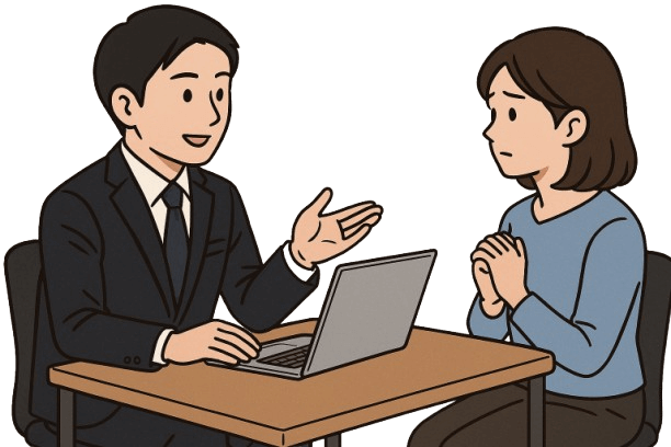 弁護士が相談に応じているイラスト